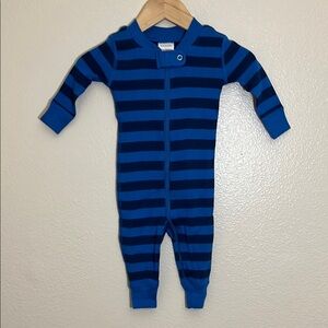 NWT Hanna Andersson Blue Striped 100% Organic Cotton One Piece Pajamas